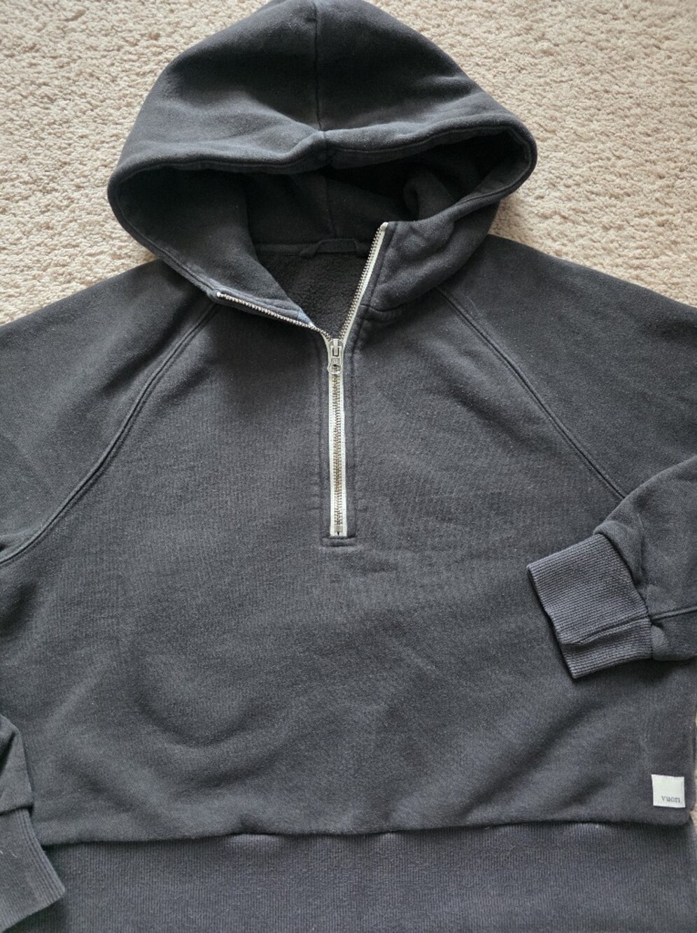 Vuori Restore Half Zip Long Sleeve Hoodie Women's Size Small Washed Black XS